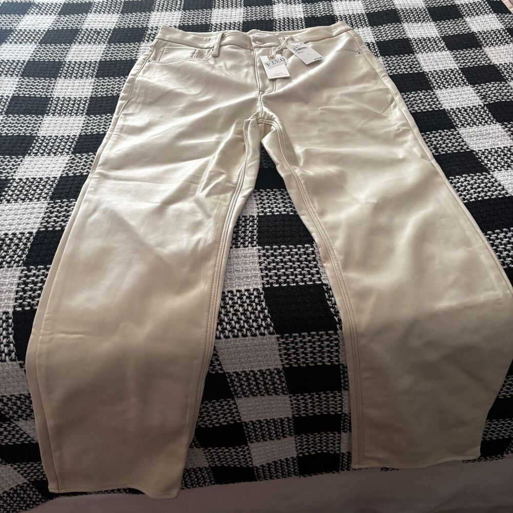 Good-american Women's Cream and White Trousers